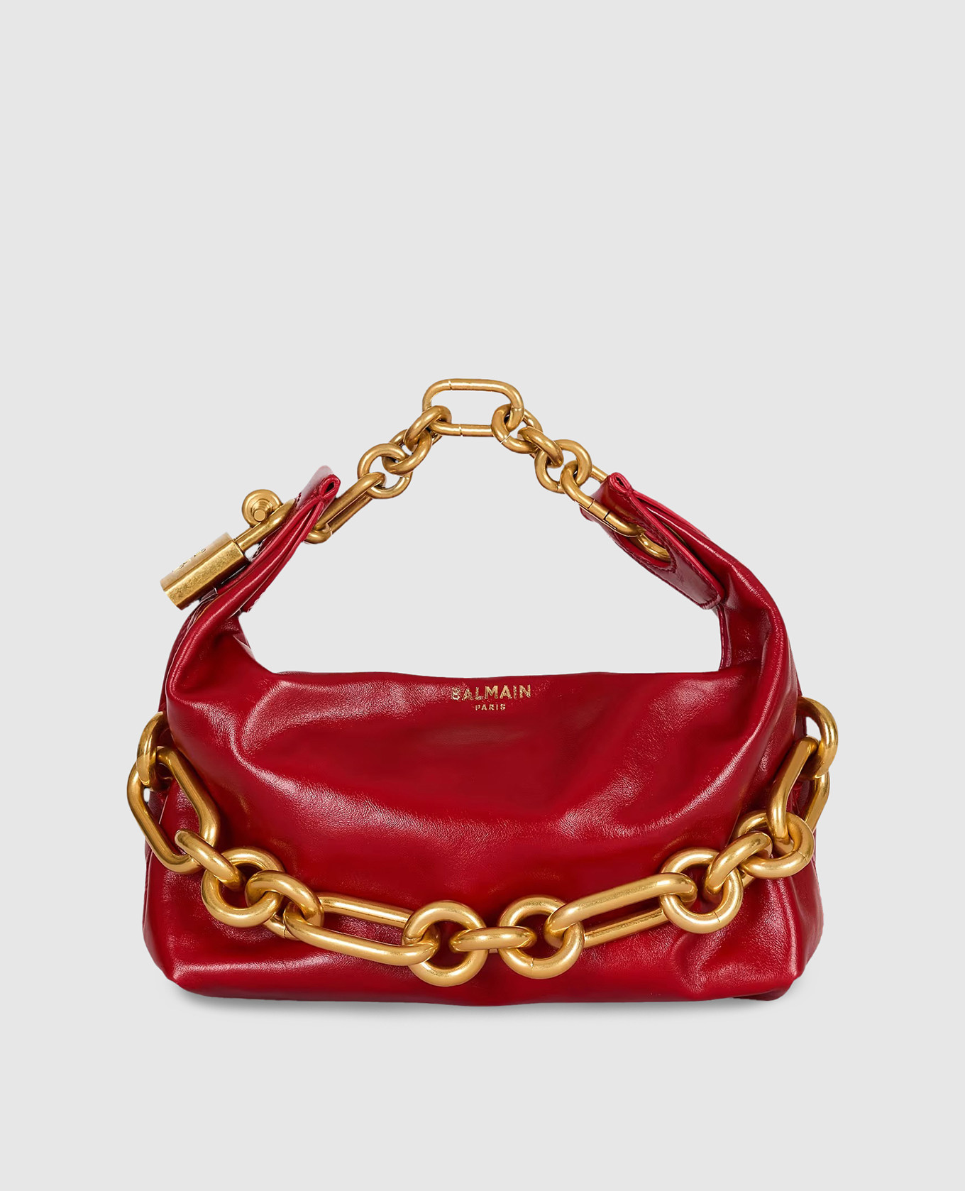 

Red leather hobo bag Sync Balmain
