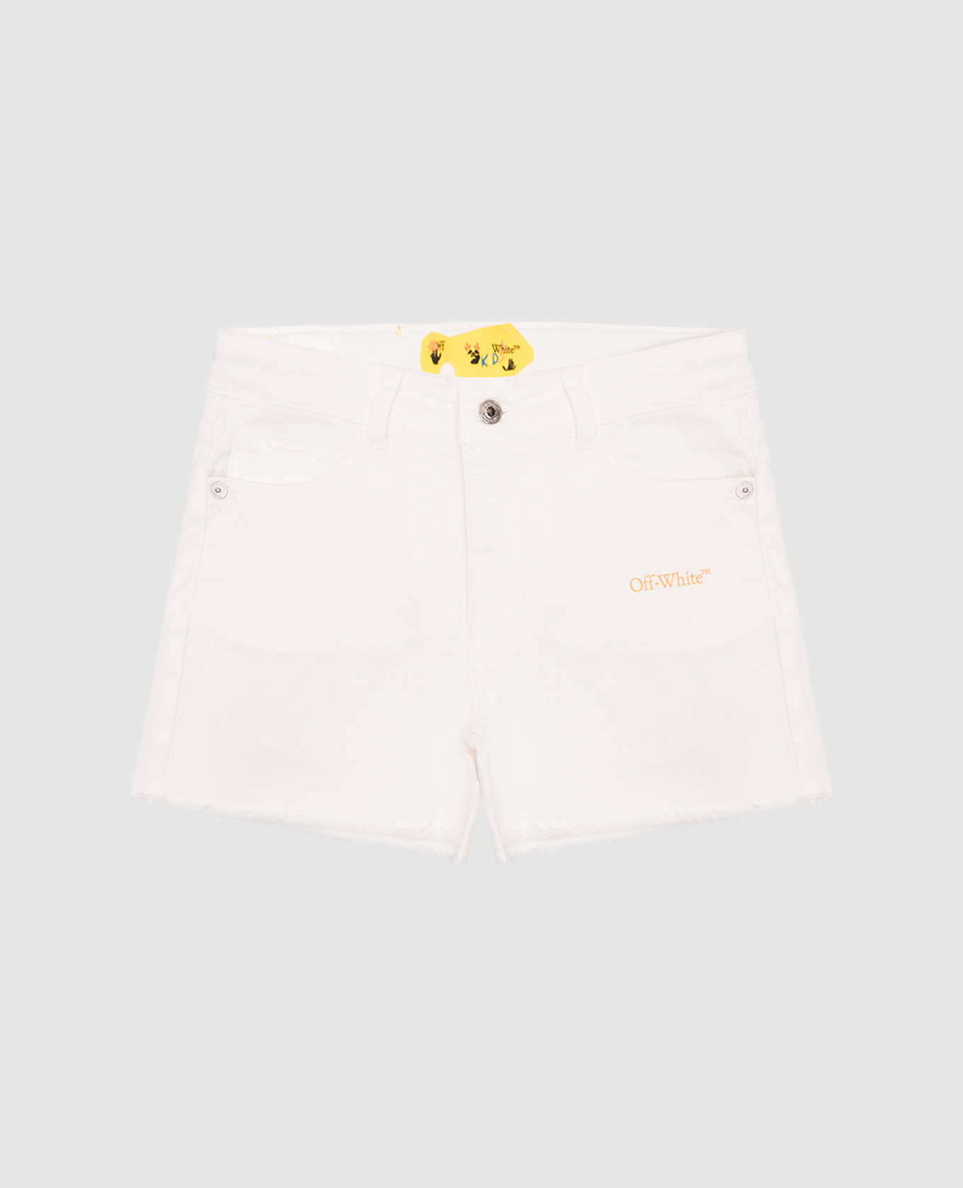 

Children's white denim shorts with logo print Off-White