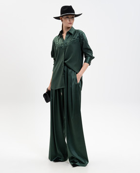 Ermanno Scervino Green silk blouse with embroidery D472K315HKC