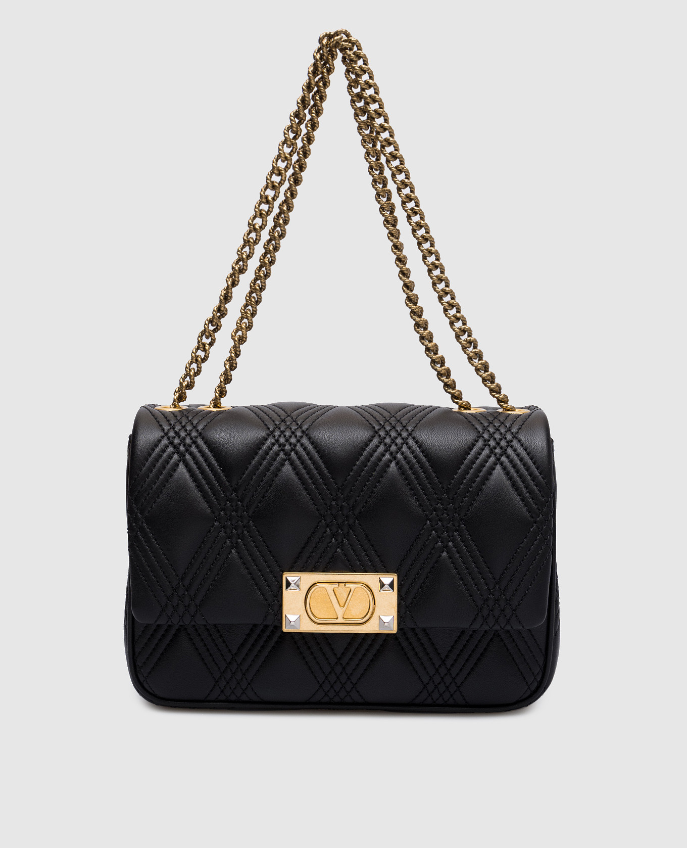 

QUILTIE 67 black leather messenger bag Valentino
