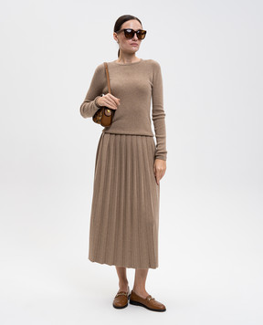 LISA YANG Brown Minda pleated skirt with cashmere 2025382