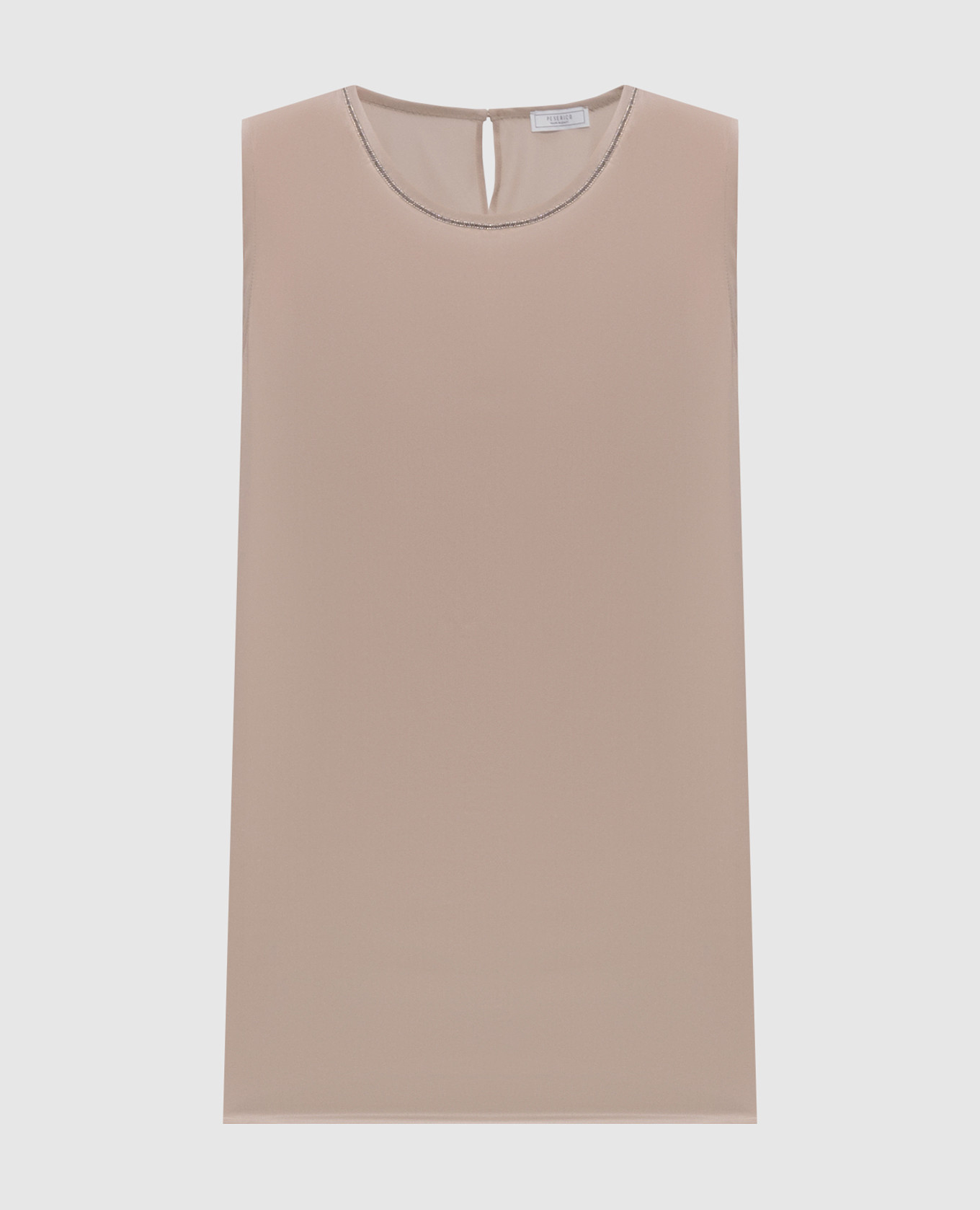 

Beige silk top with monil chain Peserico