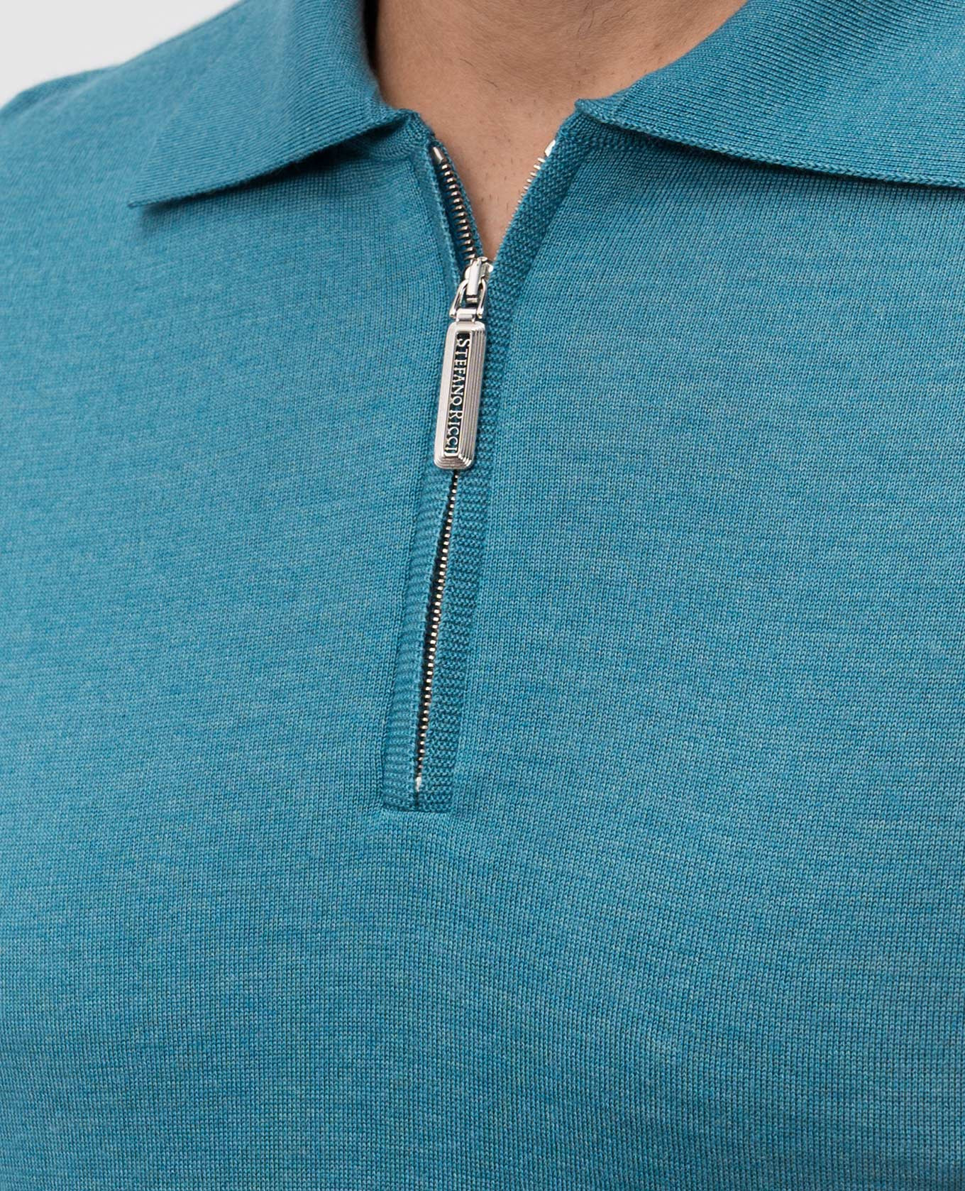 

Blue silk and cashmere polo shirt Stefano Ricci, Light blue