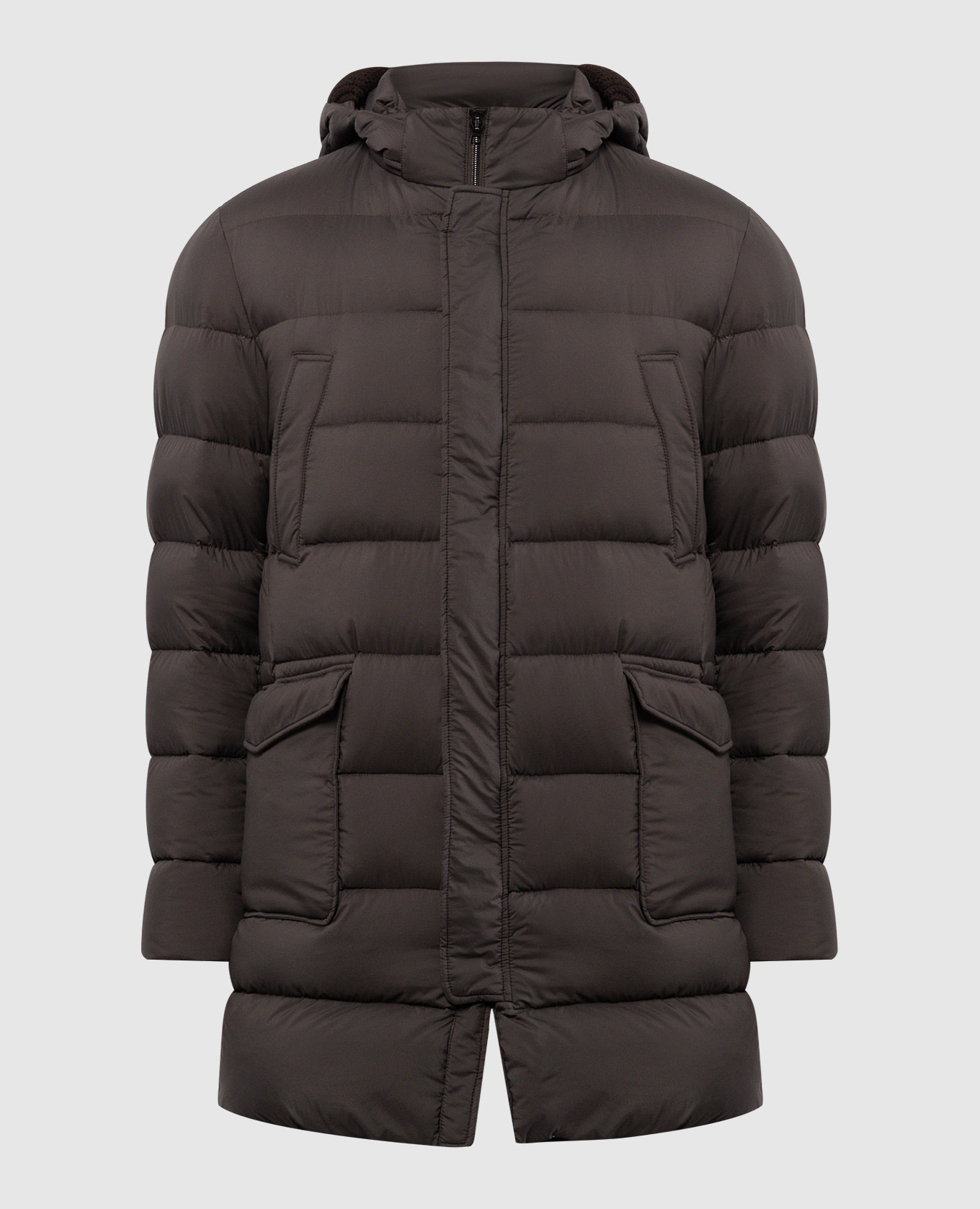 Brown down jacket with logo herno