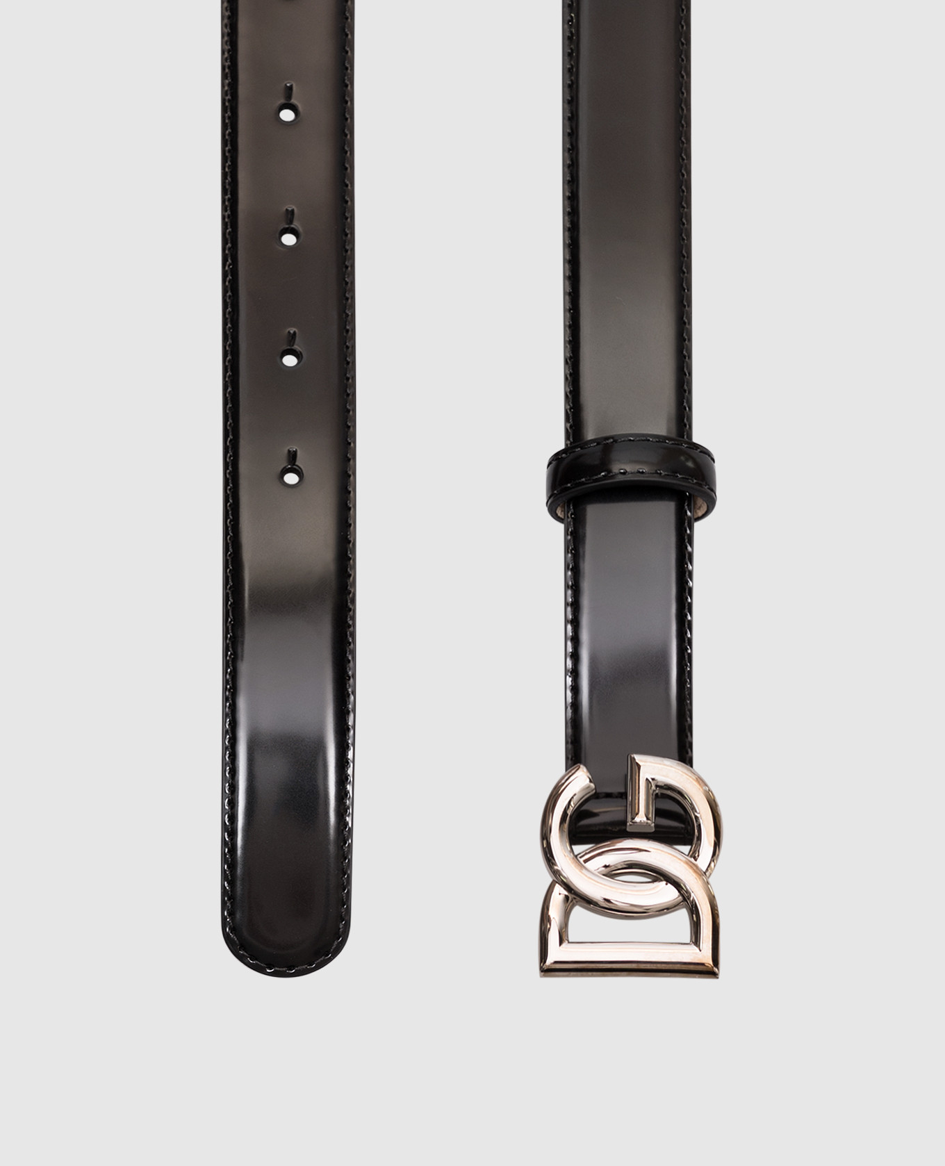 

Black glossy leather belt with monogram logo Dolce&Gabbana