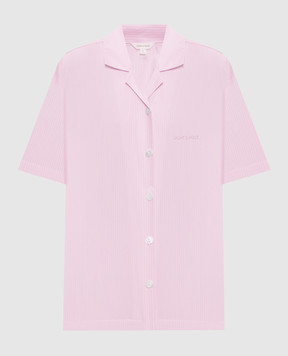 Dore & Rose Pink striped pajama shirt with logo SHORSLEEVESTRIPEDPJTOP
