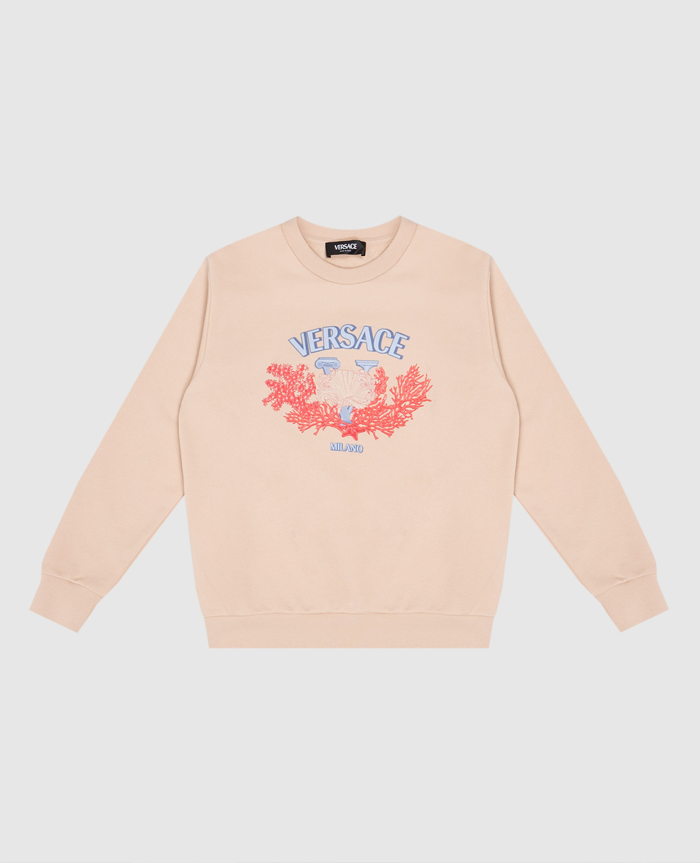 Children's beige sweatshirt with tresor logo print versace