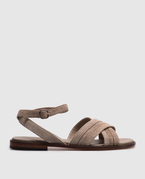Doucal's Beige suede sandals with a monil chain DD8773MARNUF229