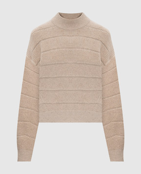 Brunello Cucinelli Beige cashmere and wool sweater with lurex MBM738204P
