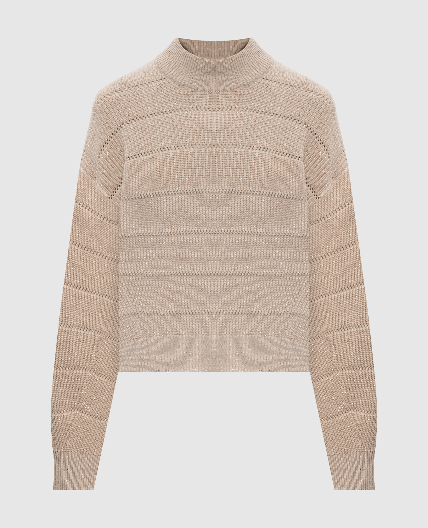 Beige cashmere and wool sweater with lurex Brunello Cucinelli