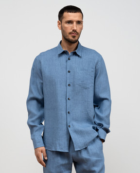 Cashmere&Whiskey Blue linen shirt 0331900195