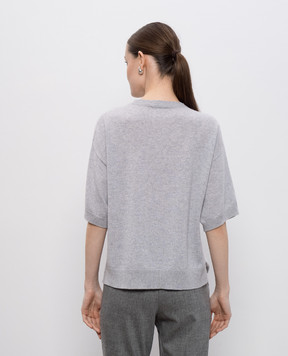 Peserico Gray cashmere jumper with monil chain A99288F12K9010B