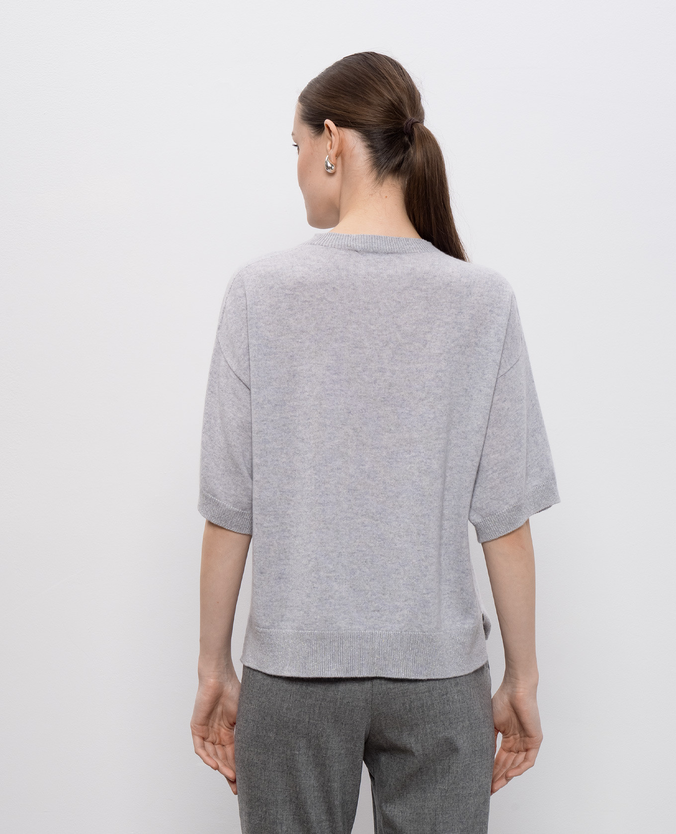 

Gray cashmere jumper with monil chain Peserico, Grey