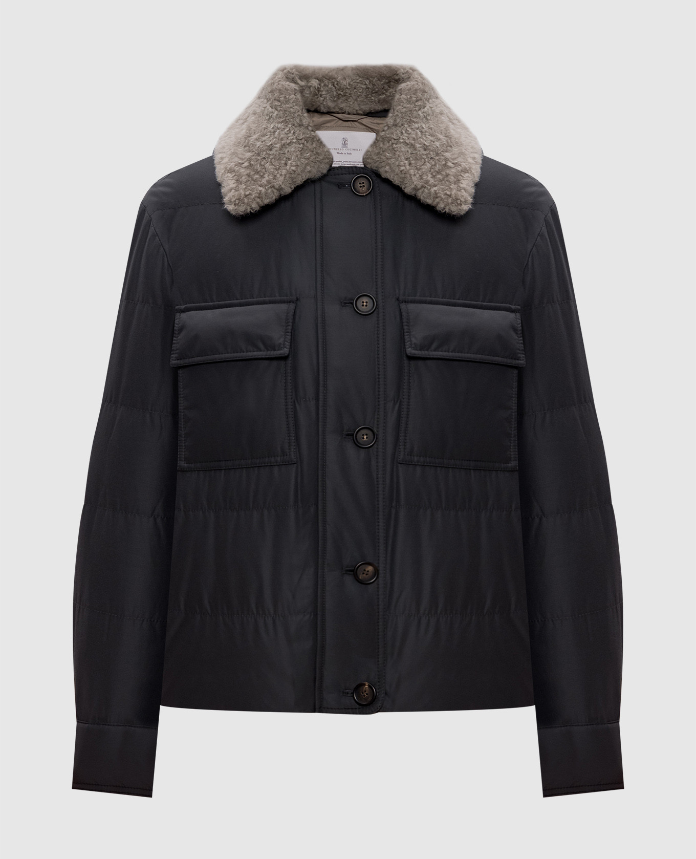 

Gray down jacket with fur Brunello Cucinelli, Grey