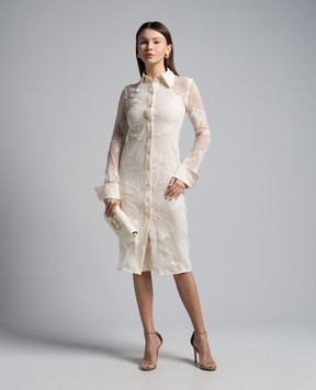 Max Mara Sportmax CANOSA beige shirt dress with lace CANOSA