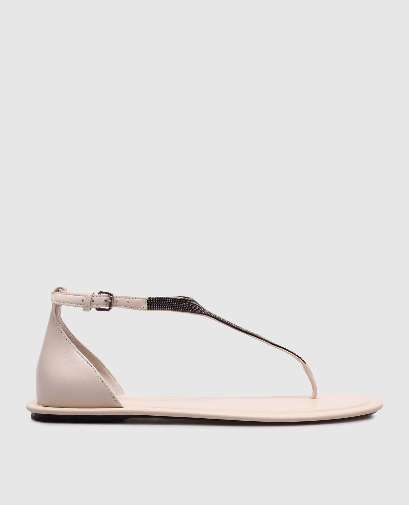 Beige leather sandals with a monil chain Brunello Cucinelli