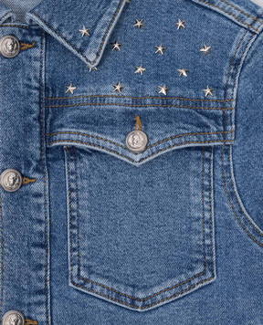 Balmain Children's blue denim jacket with logo BV2P17Z23631214