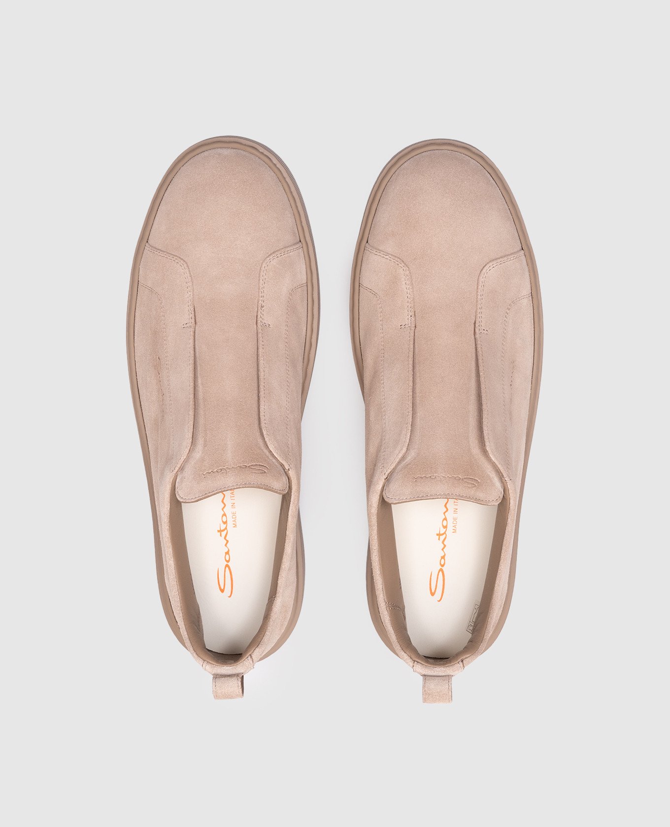 

Beige suede slip-ons with logo Santoni