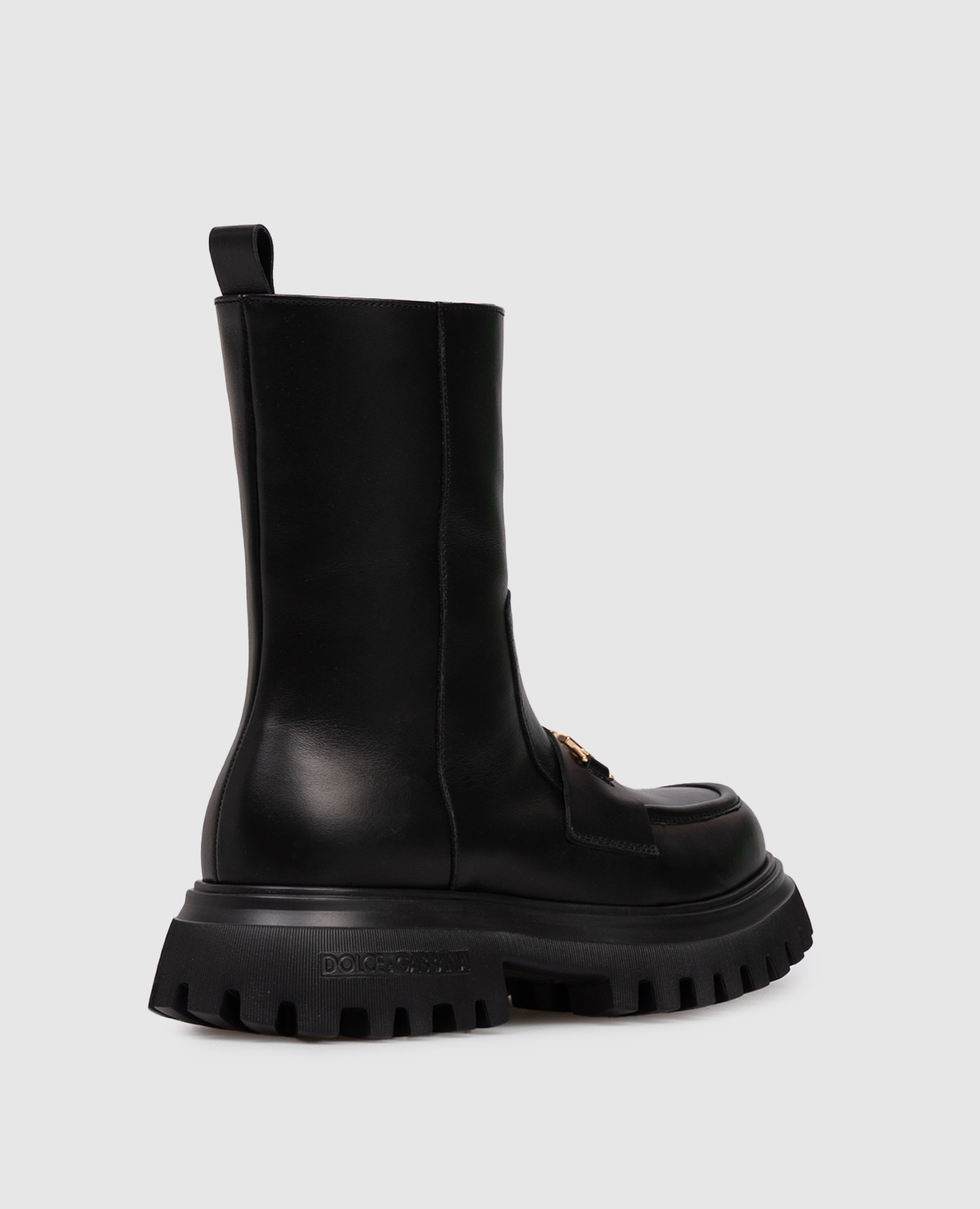 

Children's black leather boots with fur and logo Dolce&Gabbana