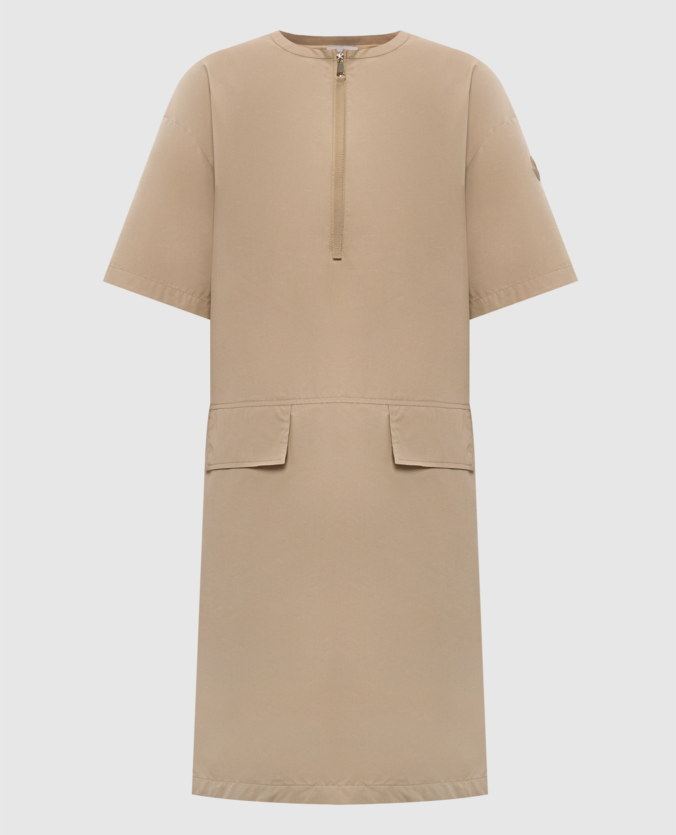 Beige dress with logo patch Moncler