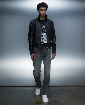 Balmain Black quilted jacket CH6TF585ME56