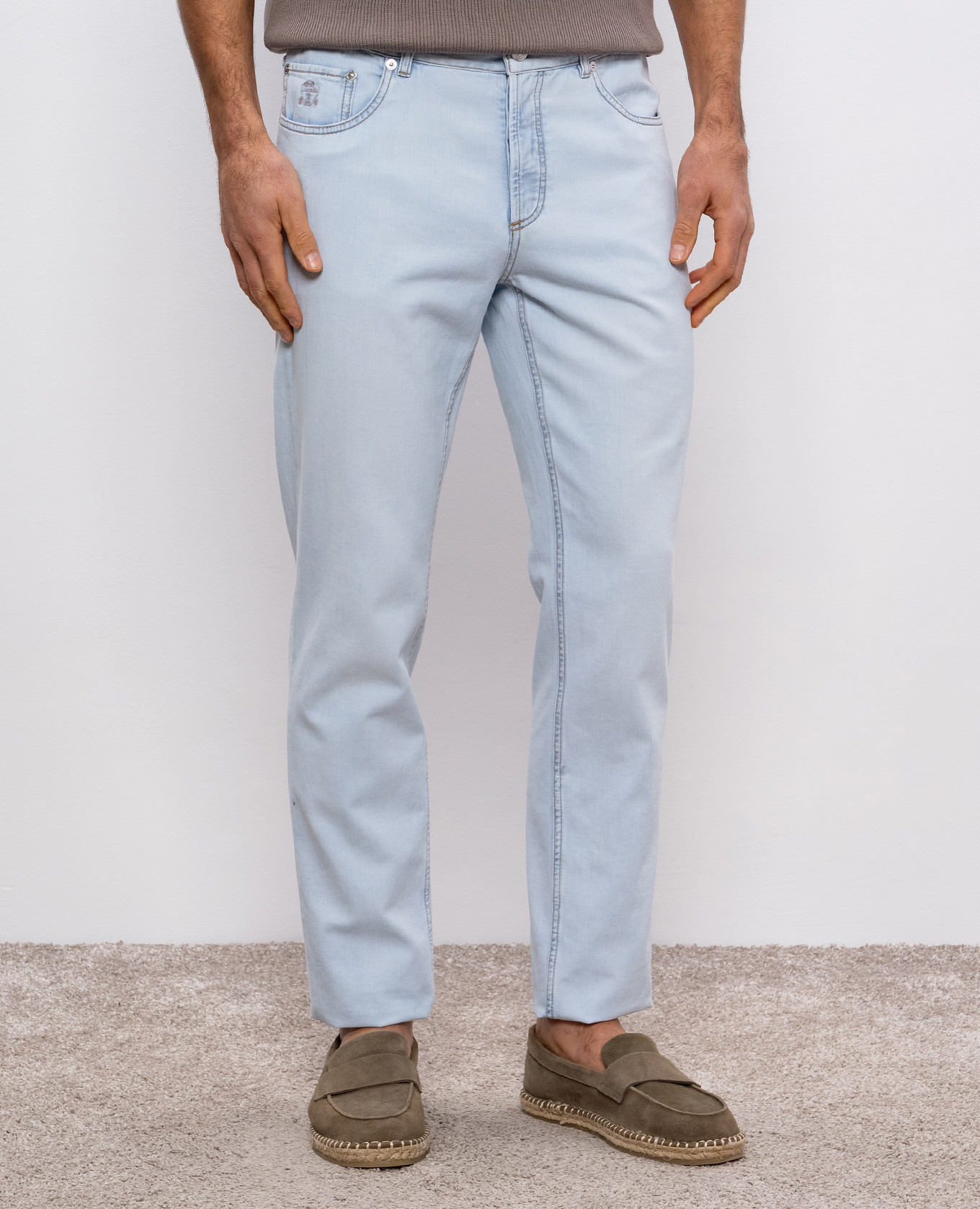 

Blue jeans with logo patch Brunello Cucinelli, Light blue