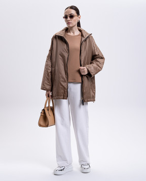 Max Mara Beige TUBO T-shirt with embroidered monogram logo TUBO
