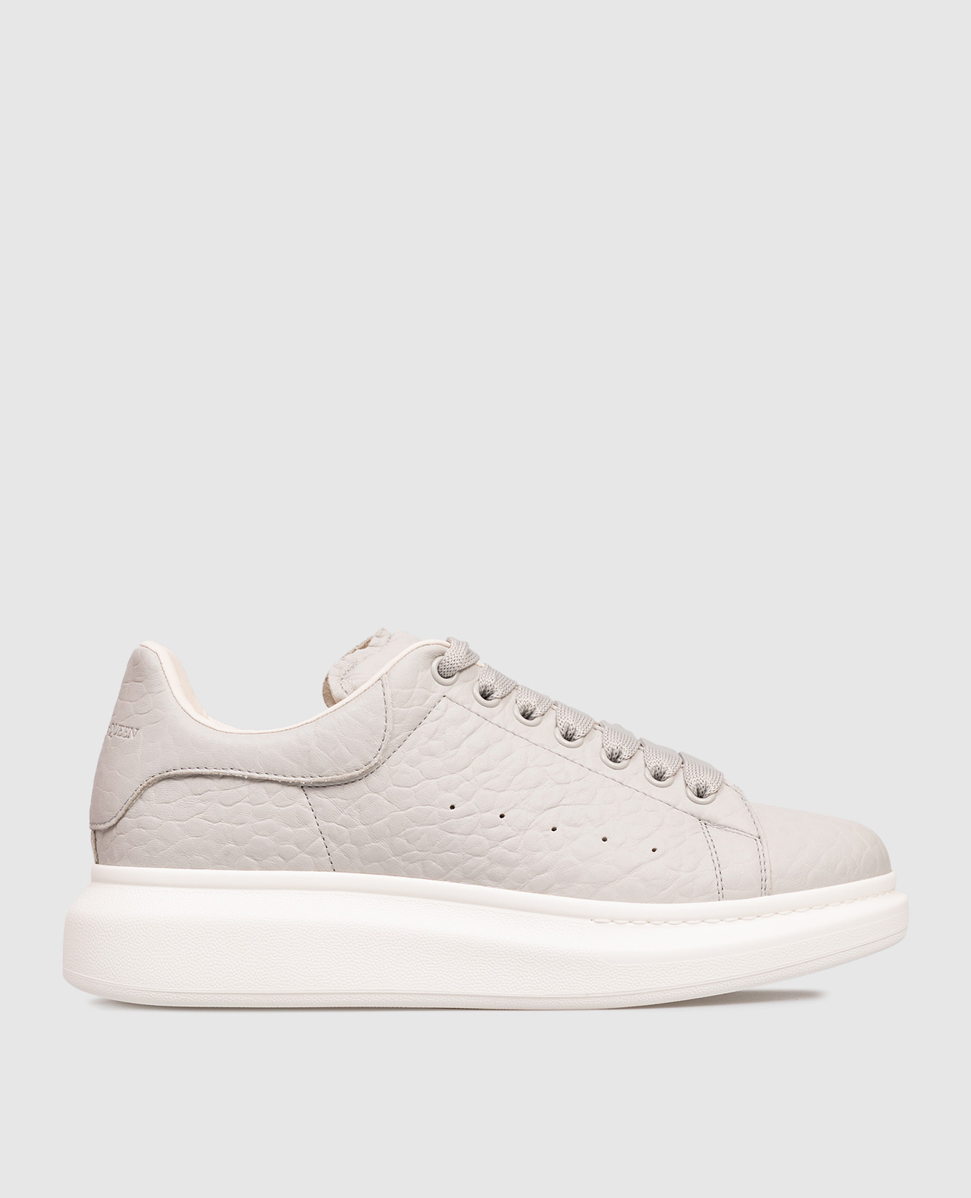 Grey leather sneakers with logo Alexander McQueen