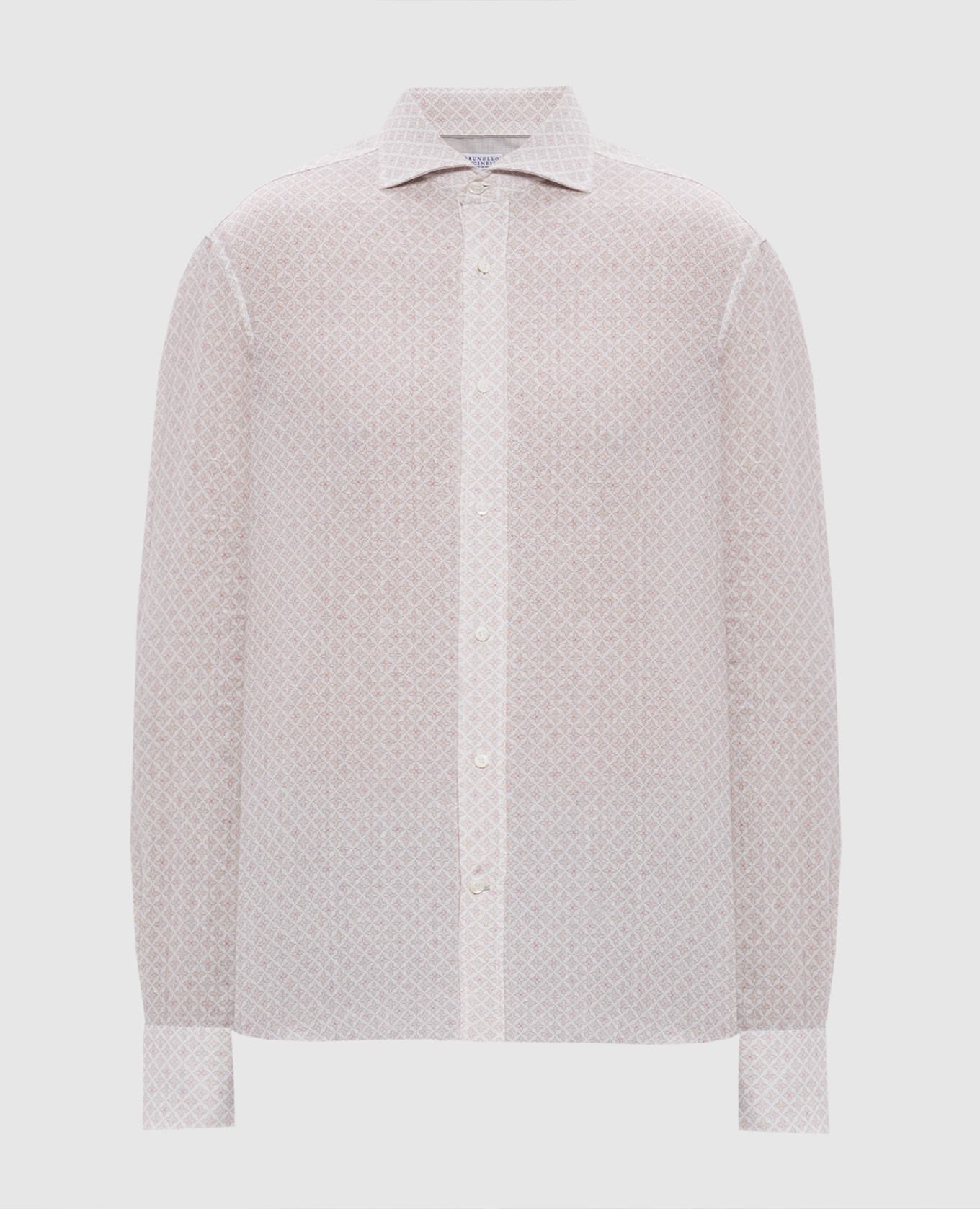 Beige linen shirt with a pattern Brunello Cucinelli