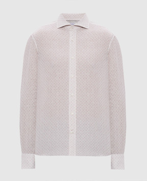 Brunello Cucinelli Beige linen shirt with a pattern MM6891718