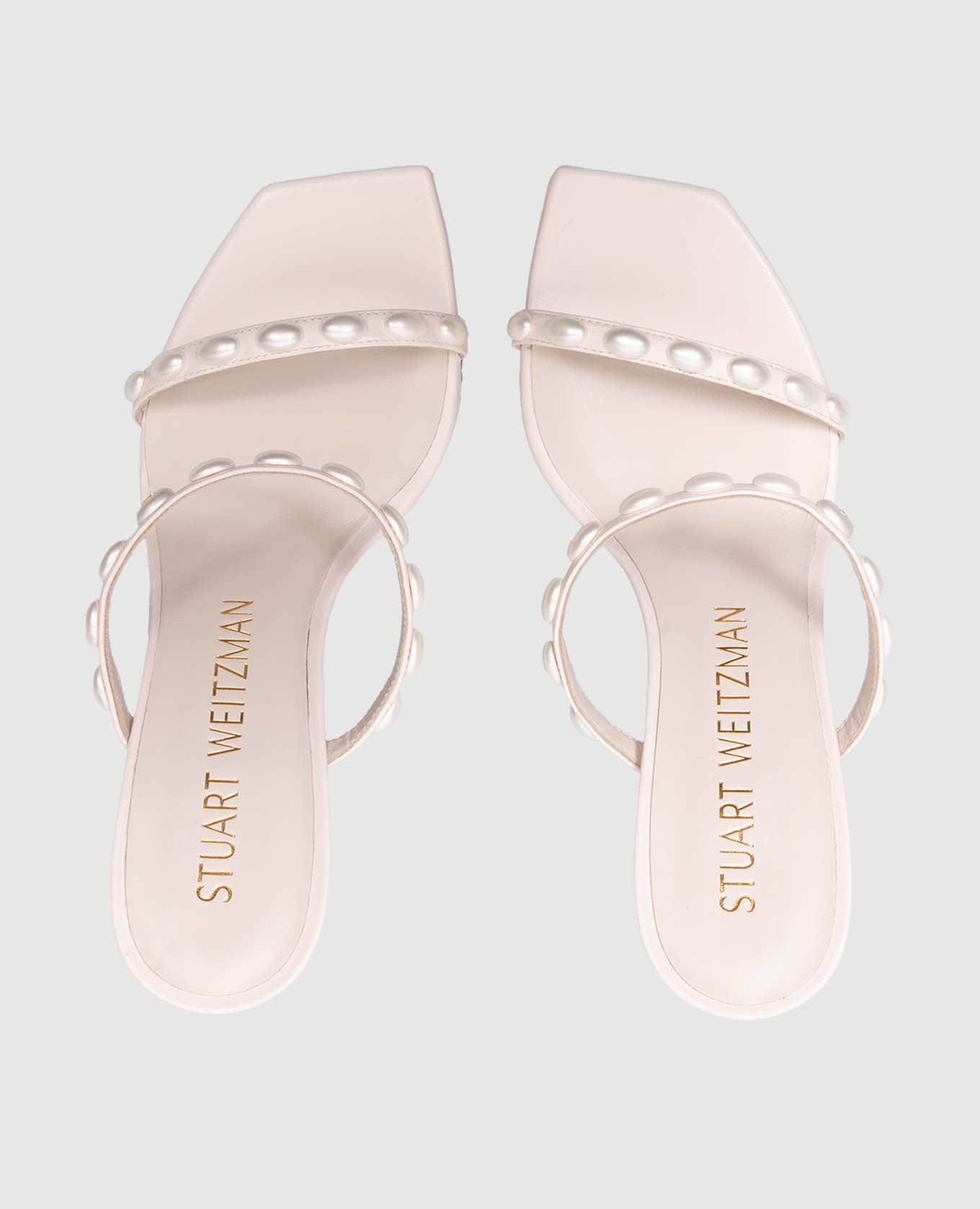 ALEENA PEARLITA white leather mules with beads Stuart Weitzman 4