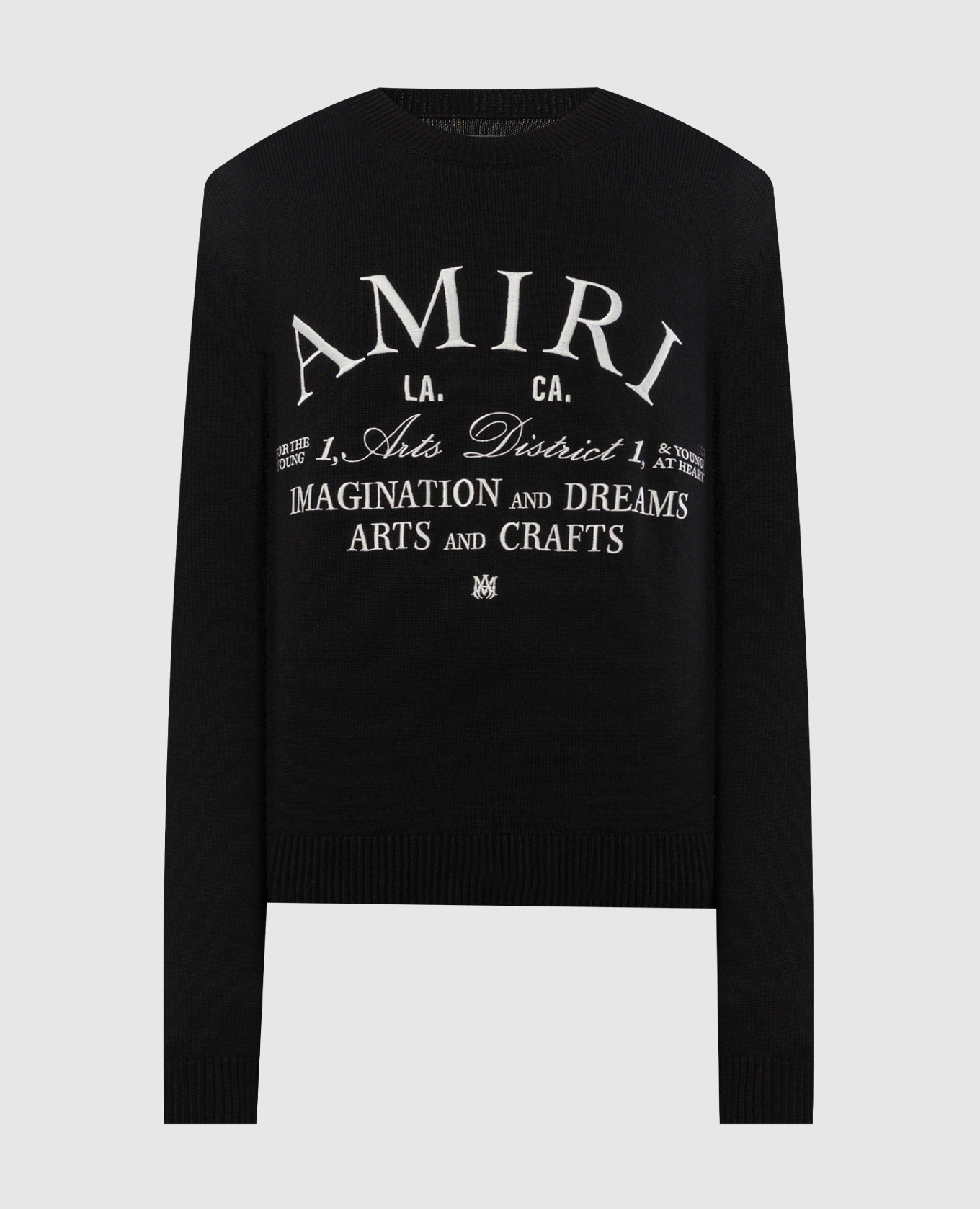 

ARTS DISTRICT CREW black sweater with contrast embroidery AMIRI