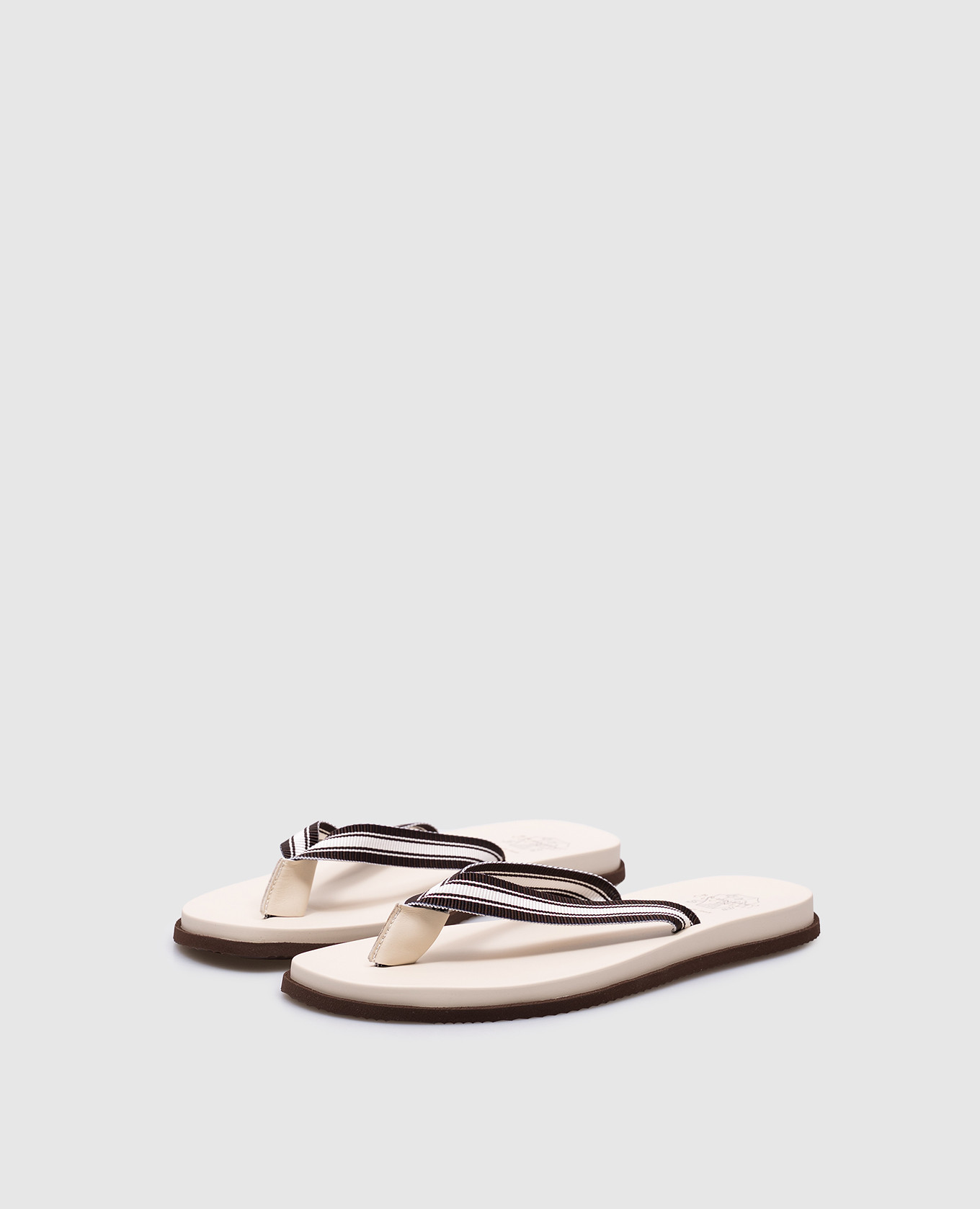 

Beige Grosgrain Striped Flip Flops Brunello Cucinelli