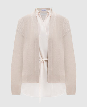 Brunello Cucinelli Beige cashmere cardigan with blouse M12213506