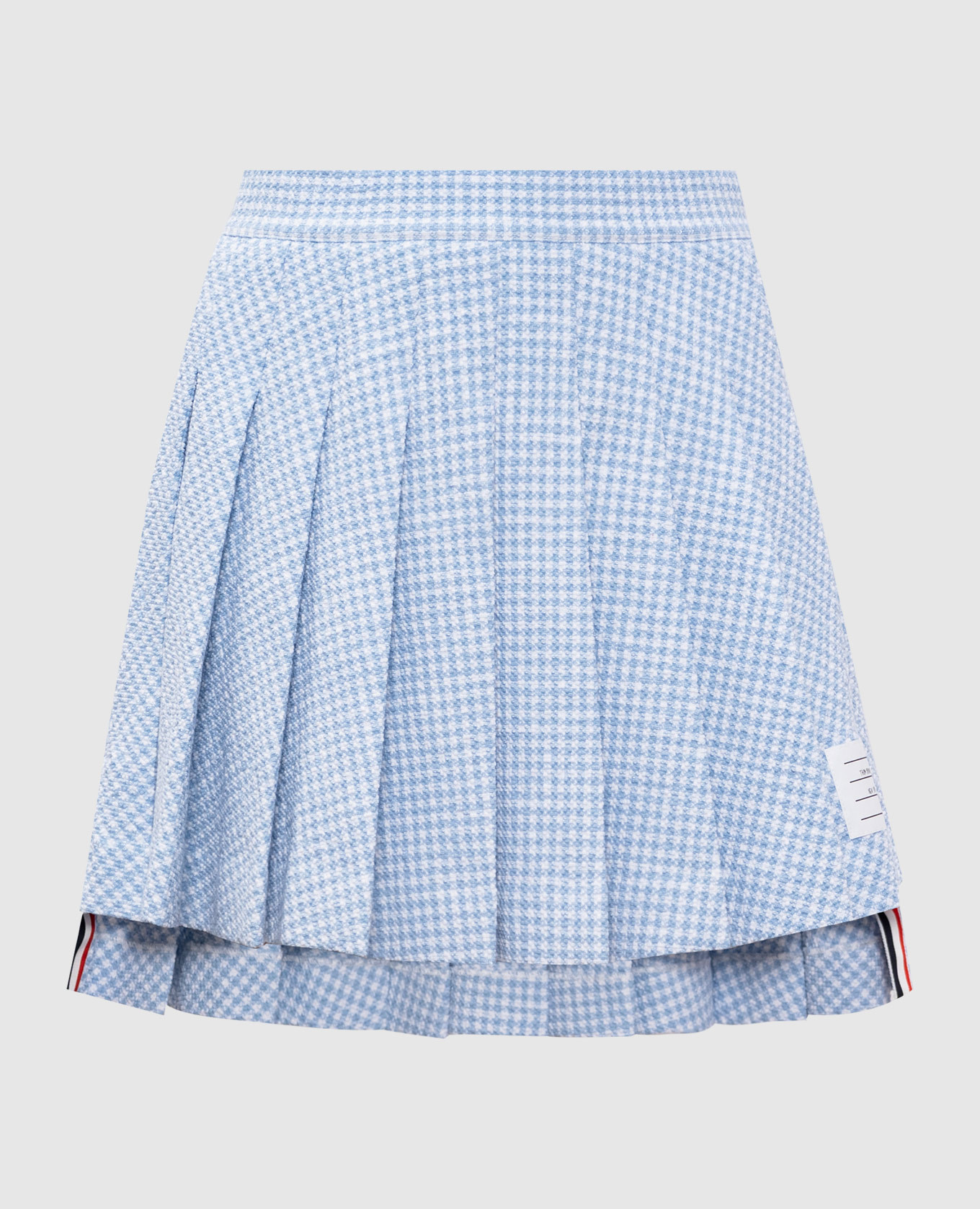 

Blue tweed pleated check skirt Thom Browne, Light blue