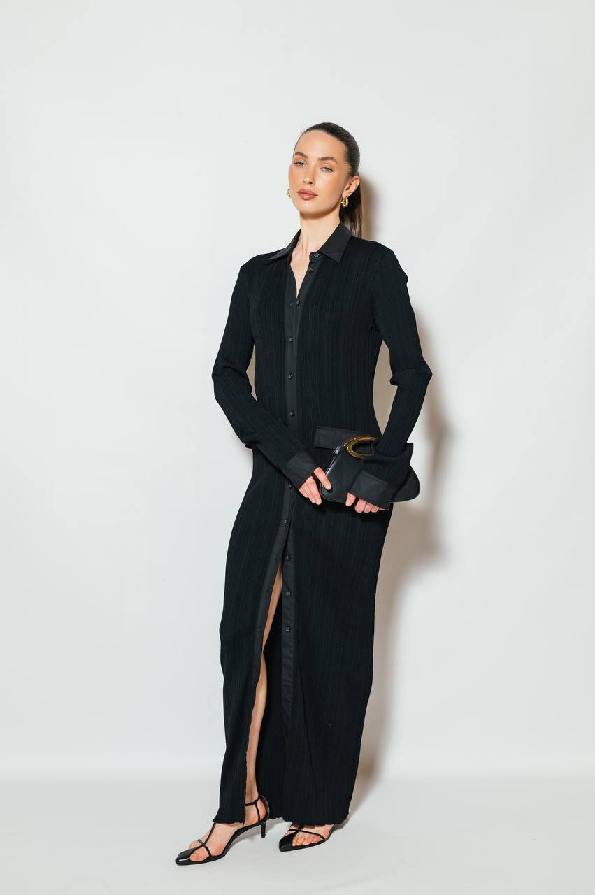 

Black ribbed shirt dress Toteme