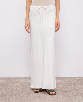 Brunello Cucinelli White midi skirt with silk MA029G3769