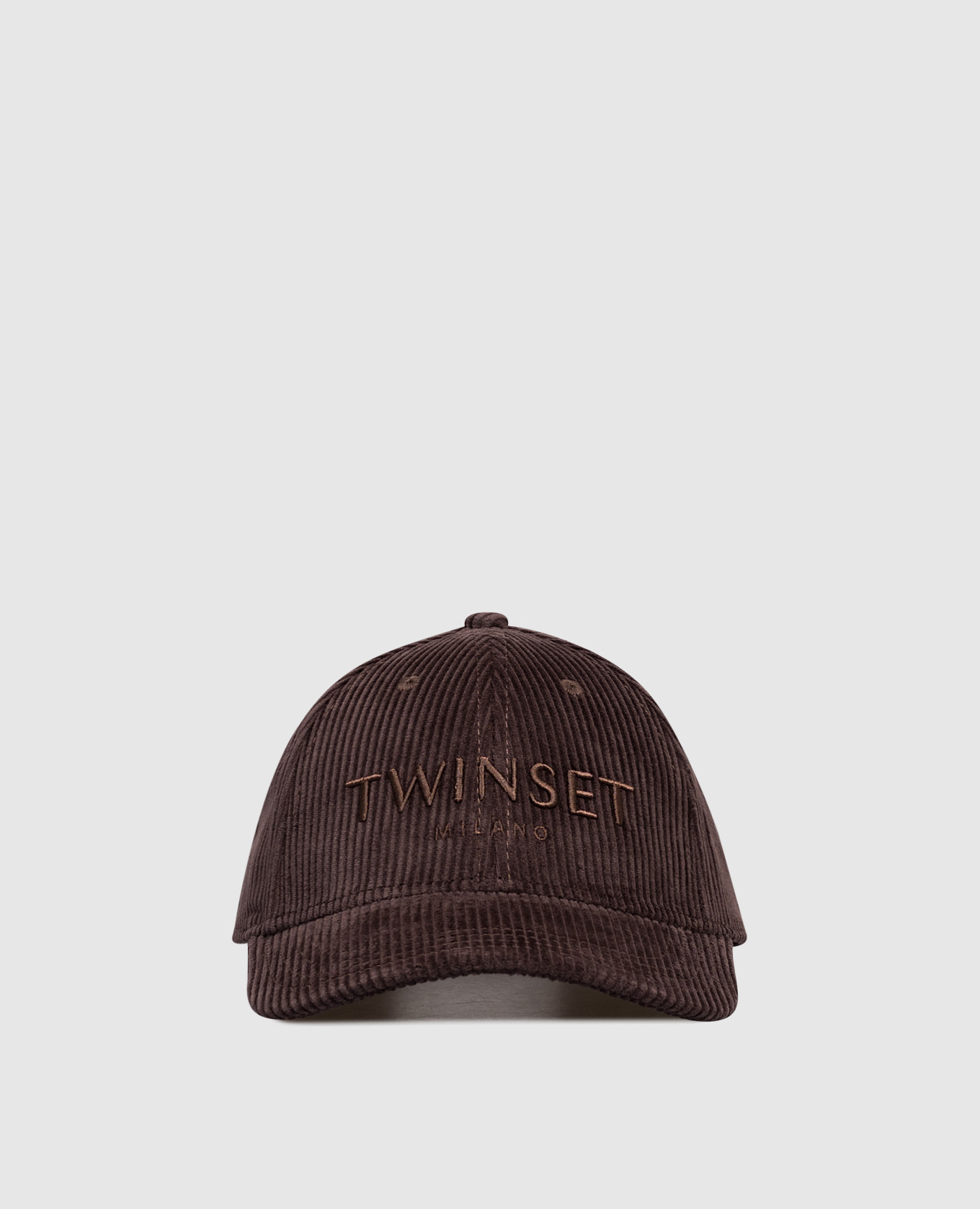 

Brown corduroy cap with logo embroidery Twinset