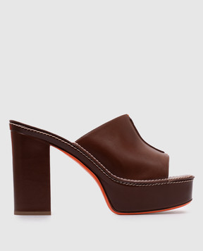 Santoni Brown leather mules WHST71585HC7TTIX