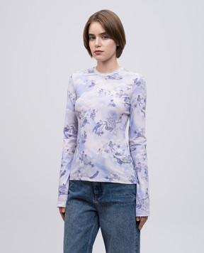 Off-White Blue long-sleeve shirt with fresco print OWAD136S25JER003