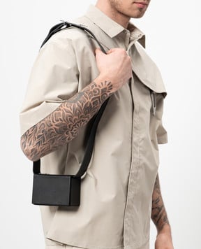 Heliot Emil Black leather bag with metal element 16089