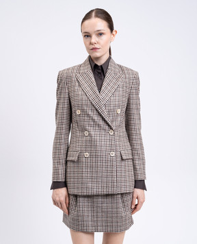 Brunello Cucinelli Beige double-breasted checked wool jacket MG5237050P