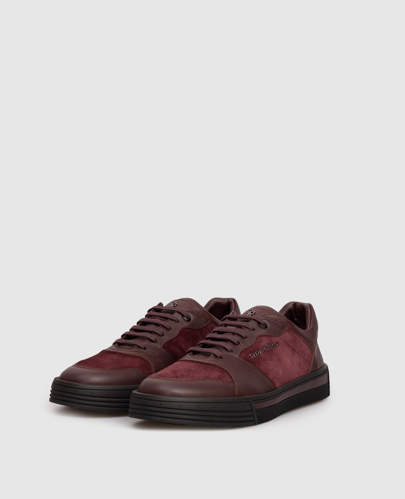 

Burgundy leather sneakers with logo Stefano Ricci