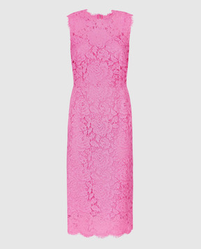 Dolce&Gabbana Pink lace midi dress F6H0ZTFLRE1