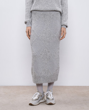 Ballantyne Gray skirt with wool with a geometric pattern B1G0565P003