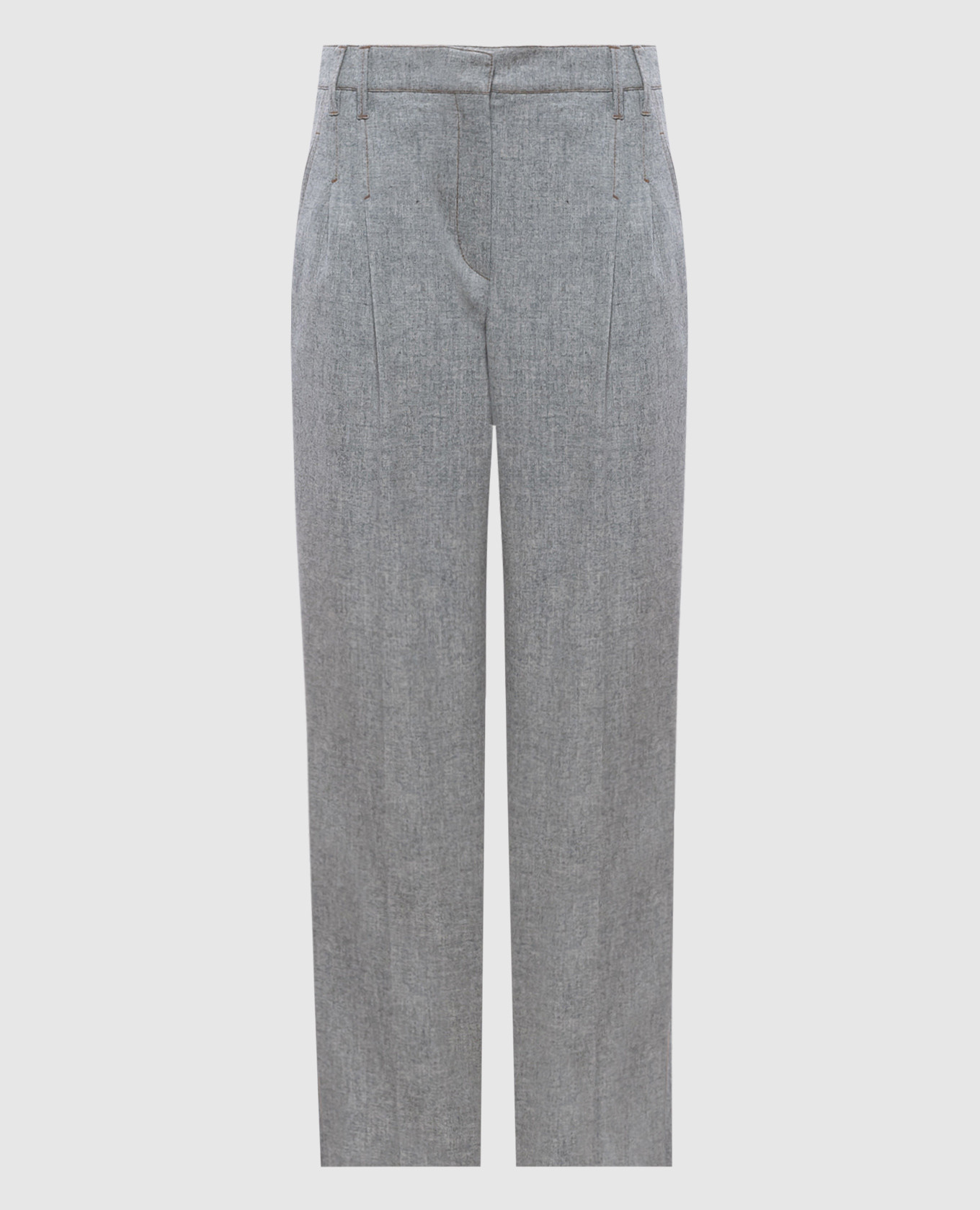 Gray wool and cashmere trousers with a patch brunello cucinelli