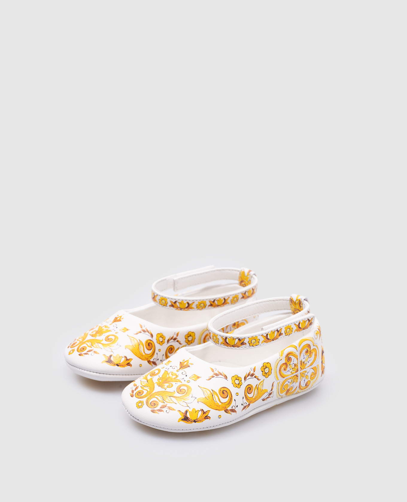Children's white leather ballet flats with majolica print Dolce&Gabbana 2