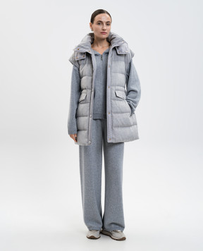 Simonetta Ravizza Lilium grey cashmere track jacket F05KN109T108