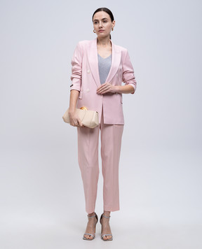 Peserico Pink double-breasted jacket with wool E0190506461