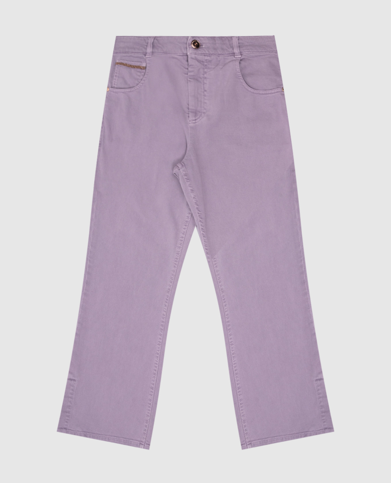 

Children's purple jeans with monil chain ecolathuni with slits Brunello Cucinelli, Violet